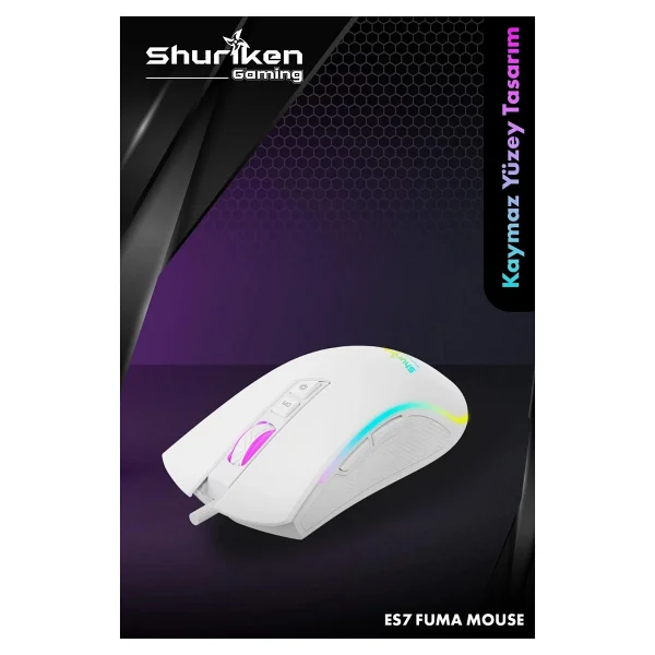 Shuriken Es7 Fuma RGB Makrolu Optik Oyuncu Mouse - Görsel 7