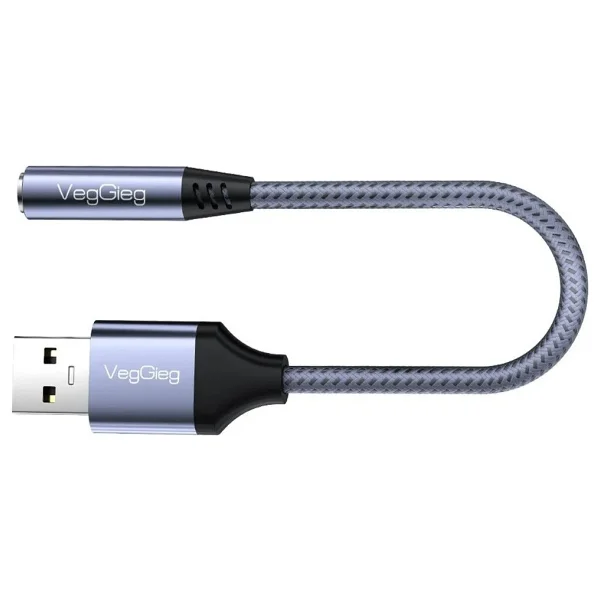 Veggieg USB-A To 3.5mm Jack Aux Mikrofon Destekli Dac Chip Hifi Ses Kartı - Görsel 7