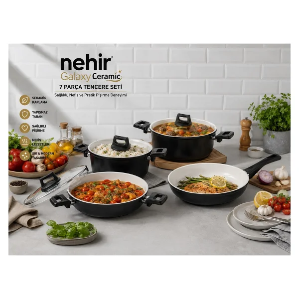 Nehir Galaxy Seramik 7 Parça Tencere Seti - Görsel 2