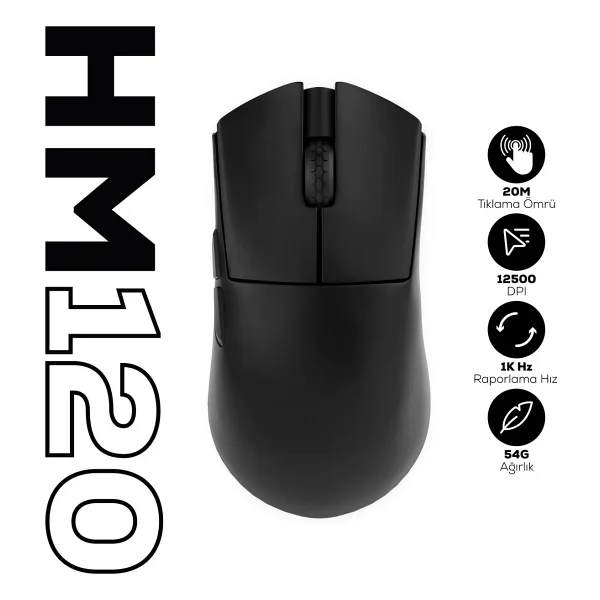 Hawk Gaming Chair Hm120 Siyah Şarjlı Optik Kablolu/Kablosuz Oyuncu Mouse - Görsel 5