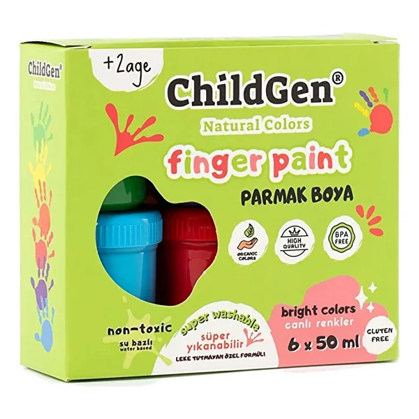Childgen Süper Yıkanabilir 50 Ml 6'lı Parmak Boya Seti - Görsel 10