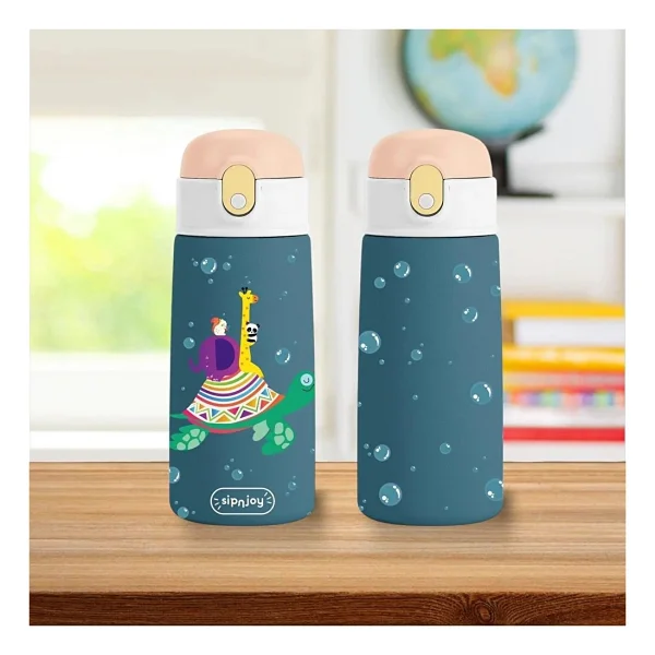 SipnJoy - Sipsquad Çocuk Su Termosu 480 ml - Turtle Voyage (2 Adet) - Görsel 3