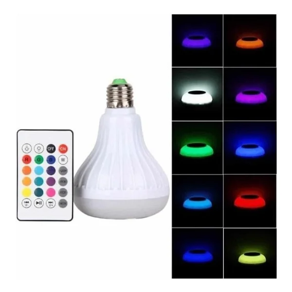 RGB Kumandalı LED Işık Bluetooth Hoparlör Ses Lambası Renkli Ampul - Görsel 3