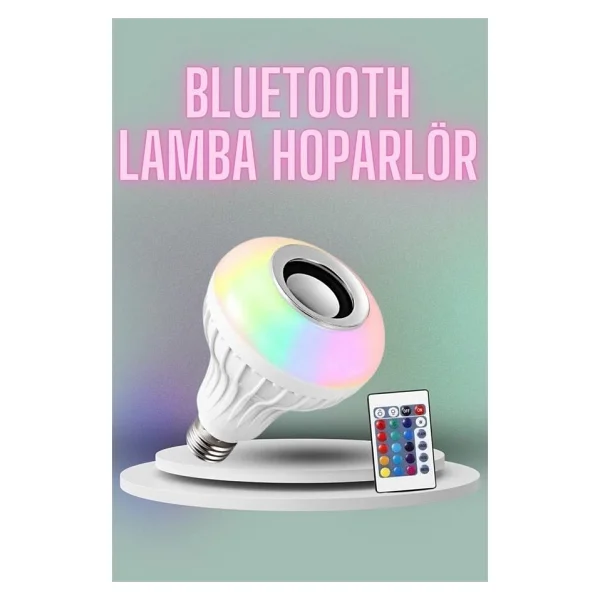 RGB Kumandalı LED Işık Bluetooth Hoparlör Ses Lambası Renkli Ampul - Görsel 4