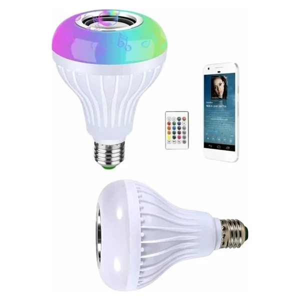 RGB Kumandalı LED Işık Bluetooth Hoparlör Ses Lambası Renkli Ampul - Görsel 5