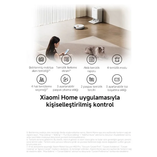Xiaomi Robot Vacuum H50 Pro Çöp İstasyonlu Akıllı Robot Süpürge - Görsel 8