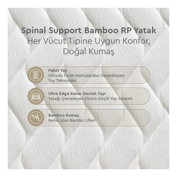 Yataş Spinal Support Bamboo Pocket Yaylı 160x200 Cm Çift Kişilik Yatak - Görsel 7