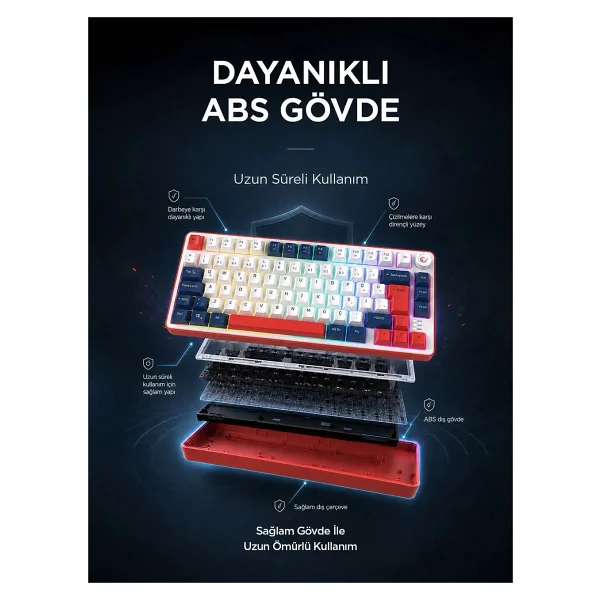 Rampage Clicky 75 RGB TKL Membrane Switch Kablolu Oyuncu Klavyesi - Görsel 3