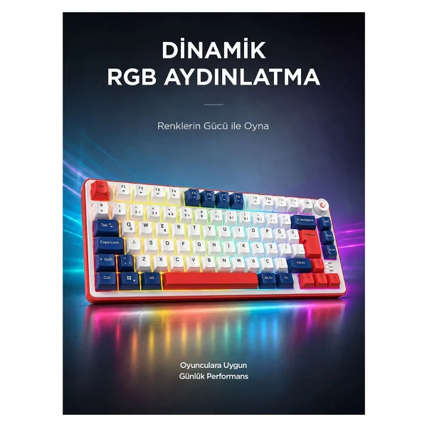 Rampage Clicky 75 RGB TKL Membrane Switch Kablolu Oyuncu Klavyesi - Görsel 4