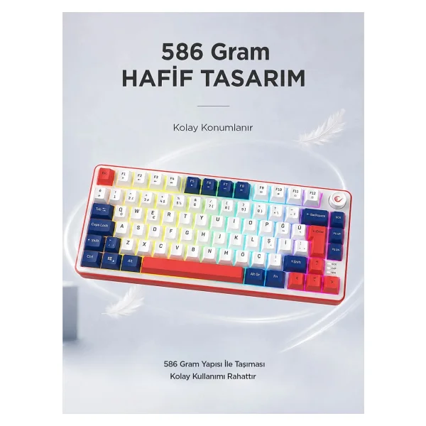 Rampage Clicky 75 RGB TKL Membrane Switch Kablolu Oyuncu Klavyesi - Görsel 6
