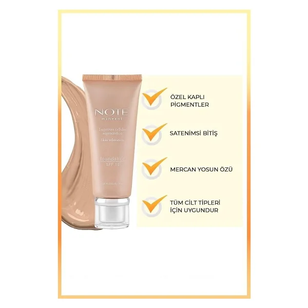 Note Mineral Spf 15 401 35 Ml Likit Fondöten - Görsel 3
