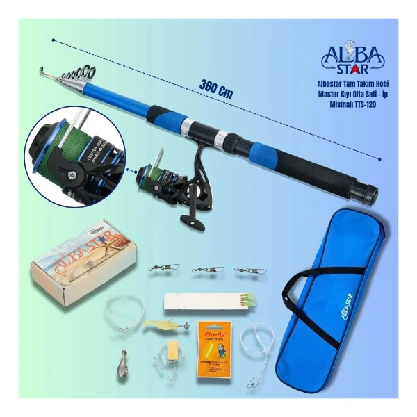 Albastar Tam Takım Hobi Master Kıyı Olta Seti - Ip Misinalı - 360 Cm - Tts120 - 360cm - Görsel 4