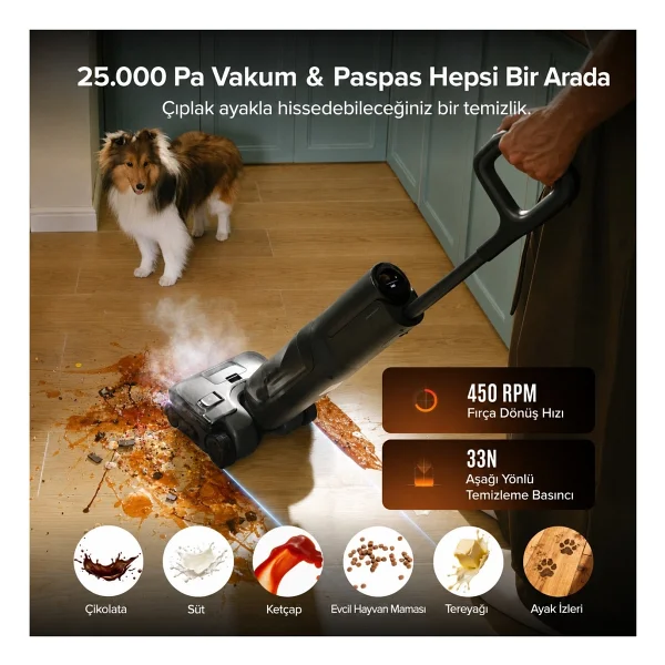 Roborock F25 Steam Islak Kuru Şarjlı Dikey Süpürge - Görsel 6