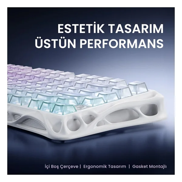 Gravastar Mercury K1 Lite Transparent RGB %75 Tkl Gravastar X Bsun Switch Kablolu/Kablosuz Mekanik Oyuncu Klavyesi - Görsel 6