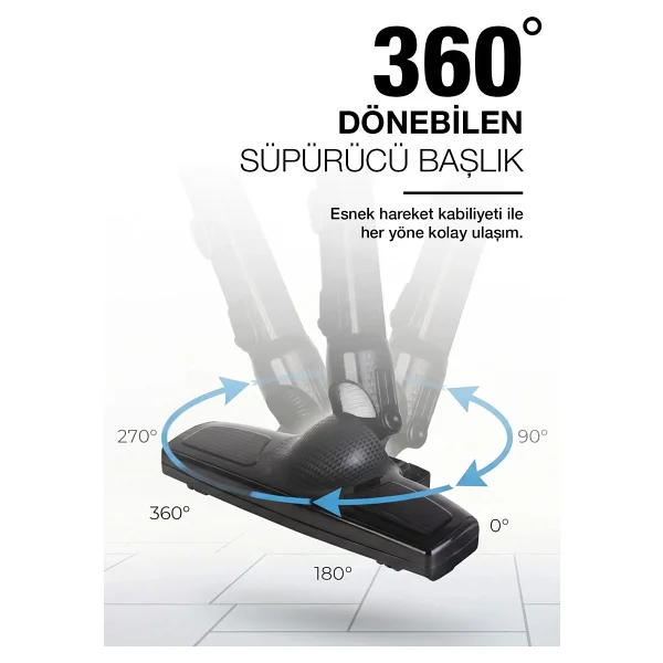 Fantom Magic P 3000 Siyah Dikey Elektrikli Süpürge - Görsel 6