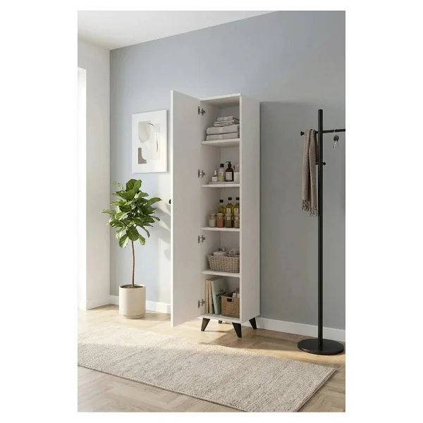 Dienni Simple Çok Amaçlı Dolap 4 Raflı Tek Kapaklı 30x30x176 Beyaz - Görsel 10