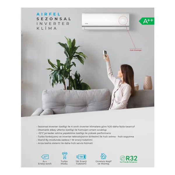Airfel Ltxm35n 12000 Btu R32 A++ Inverter Duvar Tipi Klima - Görsel 5
