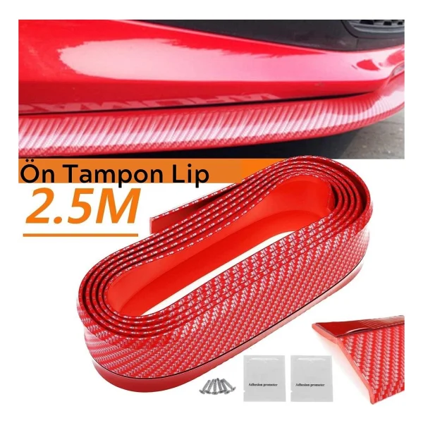 Buffer Kırmızı Renkli 2,5 Metre Araba Oto Ön Tampon Koruyucu Kauçuk Pratik Tampon Şerit Bant Döşeme - Görsel 6