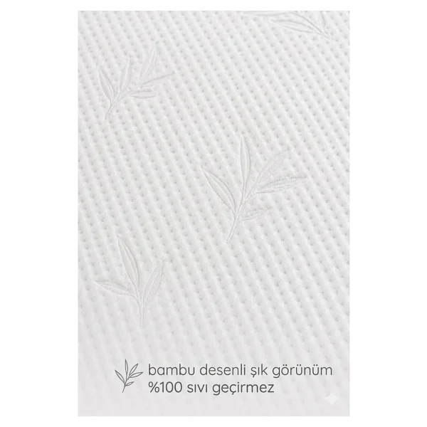 Suvay Bambu Desen Sıvı Geçirmez Alez 90x190 Tek Kişilik - Ultra Sessiz Fitted Yatak Koruyucu Premium - 90 X 190 Cm - Beyaz - Görsel 4