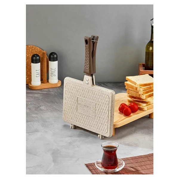 Polochef Döküm Granit Ocak Üstü El Tost Makinası Krem - Görsel 3