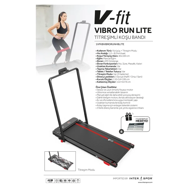 Voit Vibro Run Lite Titreşim Modlu Loop Bant Seti Hediyeli Katlanabilir Koşu ve Yürüyüş Bandı - 8 Km/h Brushless Motor - VibroRun - Görsel 2