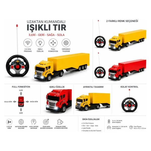 Suncon 1:32 Uzaktan Kumandalı Işıklı Tır 50 Cm - Görsel 4