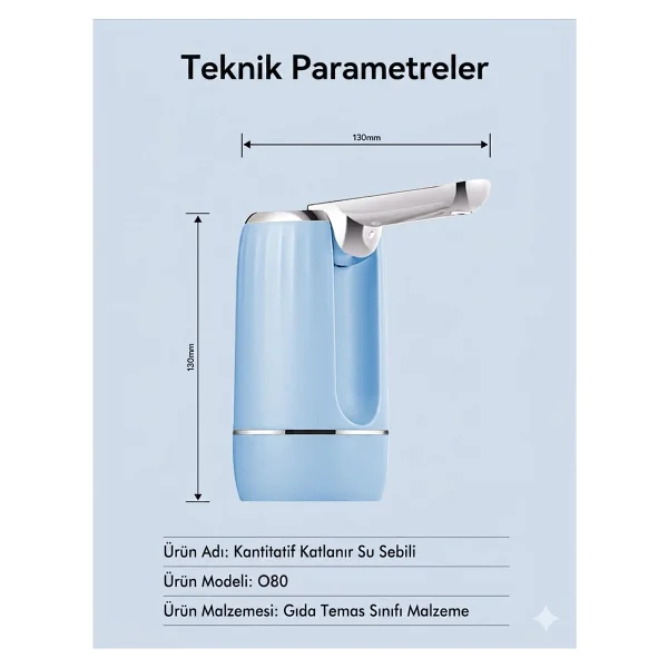 Vayomy Smartfold Katlanabilir Şarjlı Damacana Pompası - Akıllı Ölçülü Otomatik Dokunmatik Su Pompası (Yeni Nesil) - Görsel 5