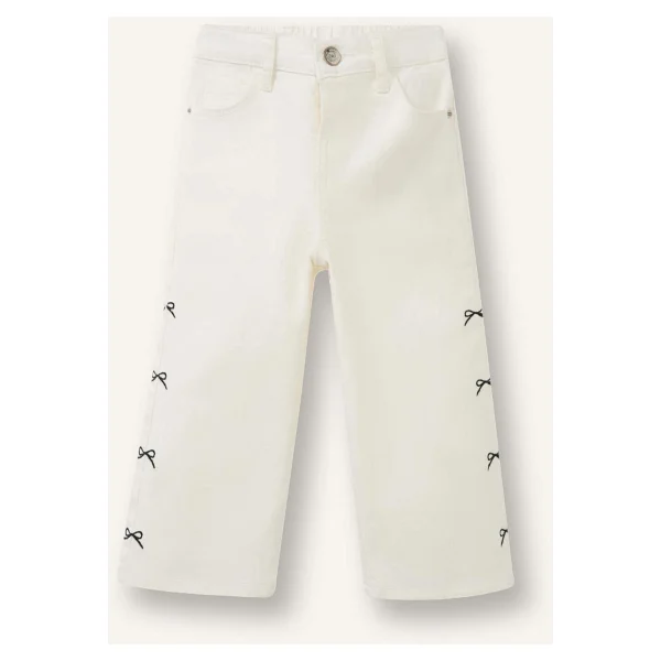 Defacto Wide Leg Fiyonk Nakışlı Gabardin Pantolon Kız Bebek G8150a526sp - Beyaz-Wt34 - 18 - 24 Ay - Görsel 4