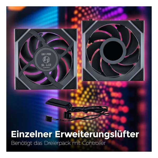 Lian Li UNI FAN SL Wireless LCD 120 Reverse G99.12RSLLCD1W1B.00 Siyah 12 cm Kasa Fanı - Görsel 4
