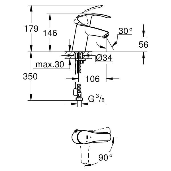 Grohe Eurosmart 23372002 Lavabo Bataryası - Görsel 2