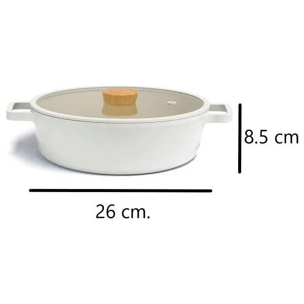 Neoflam Fika Bej 26 Cm Sığ Döküm Tencere - Görsel 4