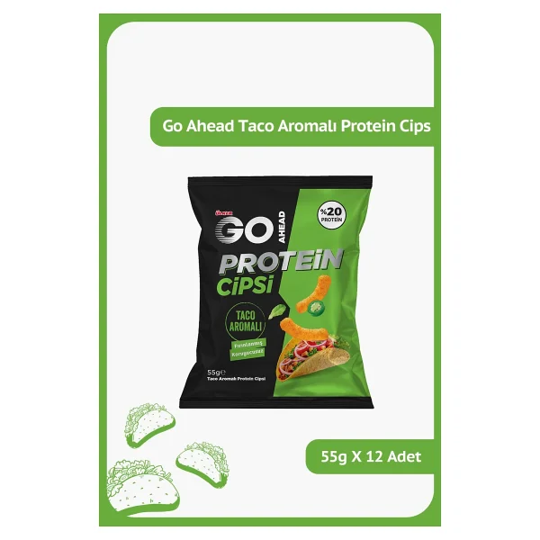 Ülker Go Ahead Protein Cipsi - Taco Aromalı - %20 Protein - 55 Gram - 12 Adet - Görsel 3