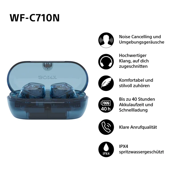Sony Wf-C710nl ANC TWS Mavi Kulak İçi Bluetooth Kulaklık - Görsel 2