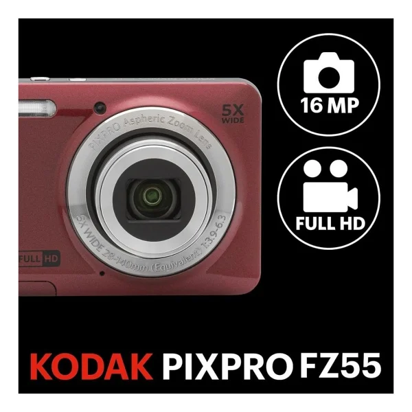 Kodak Pixpro Fz55 Friendly Zoom Kırmızı Dijital Fotoğraf Makinesi - Görsel 2