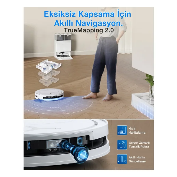 Ecovacs Deebot T50s Omni Çöp İstasyonlu Akıllı Robot Süpürge - Görsel 8