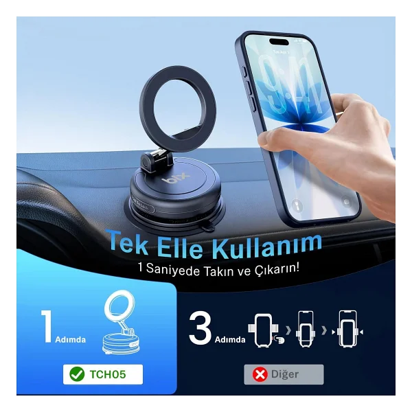 Bix Tch05 Magsafe Vakumlu Manyetik Araç Telefon Tutucu - Görsel 10