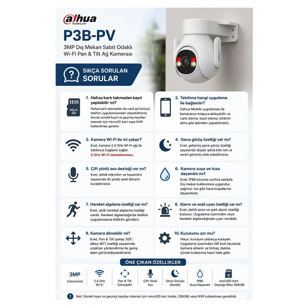 Dahua P3b-Pv 3 Mp Gece Görüşlü Ip Wi-Fi Güvenlik Kamerası - Görsel 5