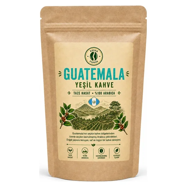 Resso Coffee Guatemala Brezilya Endonezya Çiğ Yeşil Kahve Çekirdeği Arabica 3lü Set - 250 Gr - Görsel 4
