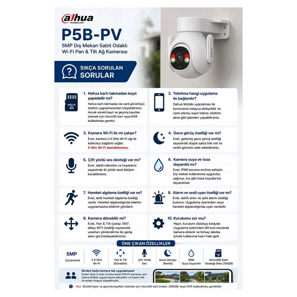 Dahua P5b-Pv 5 Mp 360 Derece Gece Görüşlü Ip Wi-Fi Güvenlik Kamerası - Görsel 5