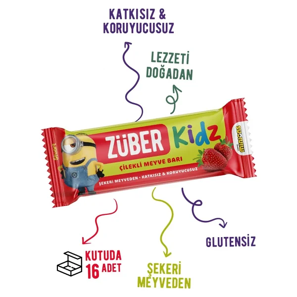 Züber Kidz Meyve Bar Çilekli 25g X 16 Adet - 25 Gr - Görsel 7