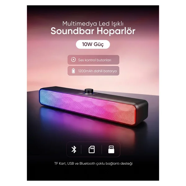 Mikado Md-Sbt31 10 W RGB Siyah Soundbar - Görsel 10
