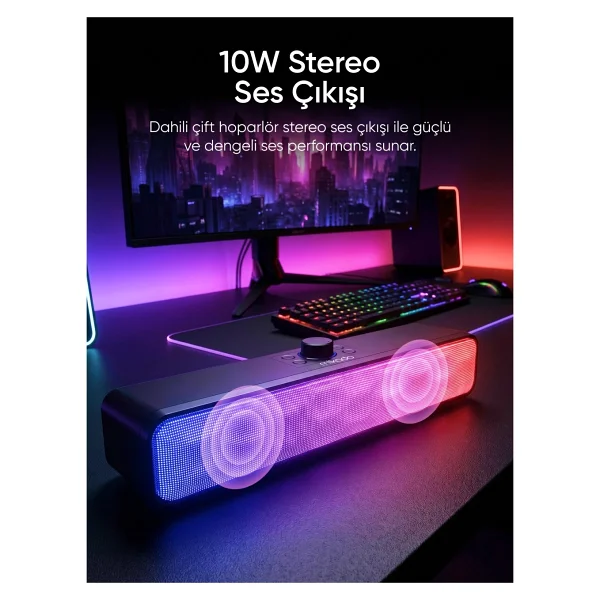 Mikado Md-Sbt31 10 W RGB Siyah Soundbar - Görsel 3