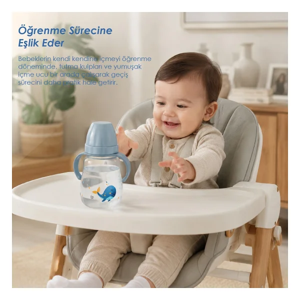 Babyjem Damlatmayan Suluk Alıştırma Bardağı 250 Ml Gri - Görsel 2