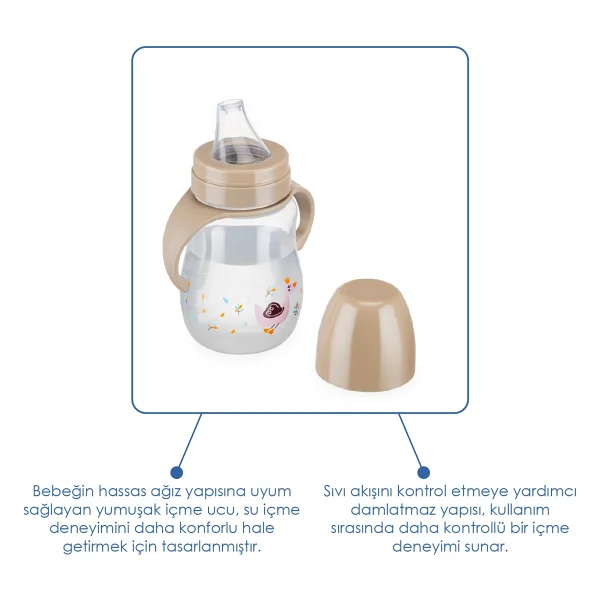 Babyjem Damlatmayan Suluk Alıştırma Bardağı 250 ml Vizon - Bej - Görsel 6