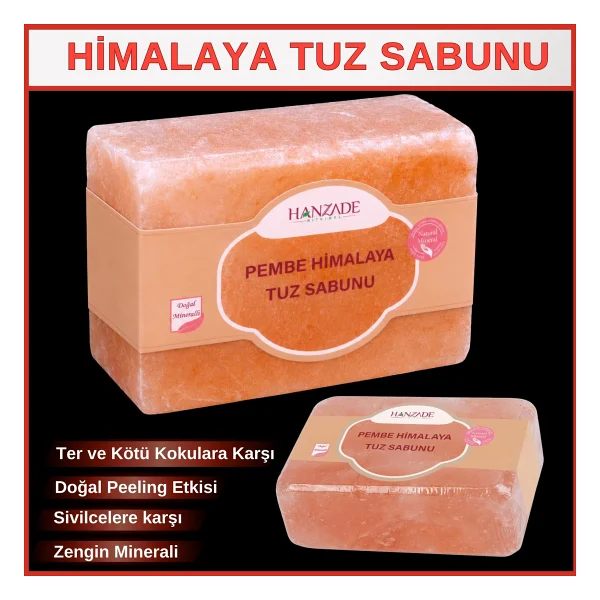 Hanzade Bitkisel Himalaya Tuz Sabunu 300-350 Gr Zengin Mineralli Doğal Saf Pembe Himalaya Kaya Tuzu Sabunu - Görsel 7