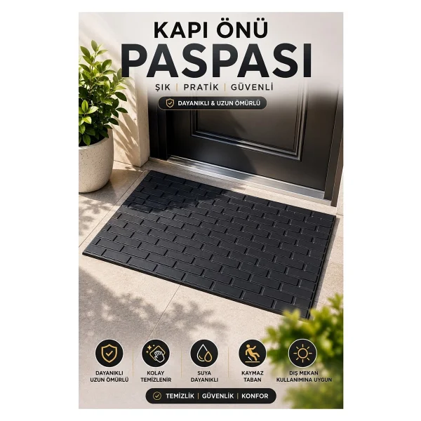 Black Gold Kapı Önü Paspas 75x45 Cm Kaymaz Tabanlı Yıkanabilir Çok Amaçlı Dış Mekan Paspası - Görsel 6