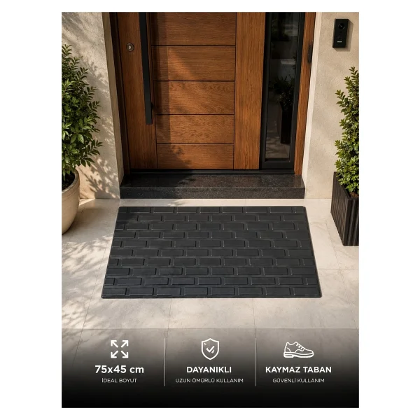 Black Gold Kapı Önü Paspas 75x45 Cm Kaymaz Tabanlı Yıkanabilir Çok Amaçlı Dış Mekan Paspası - Görsel 4