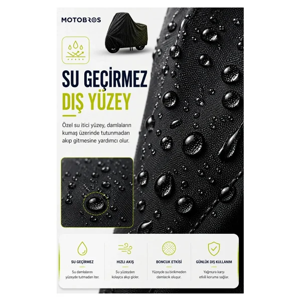 Motobros Motosiklet Brandası Motor Brandası Cf Moto 450 Sr Uyumlu Blackshield Siyah Su Geçirmez Uv Korumalı Motor Örtüsü - Görsel 2