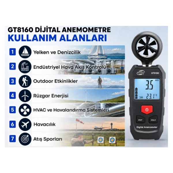 Benetech Gt8160 Mini Anemometre - Görsel 10