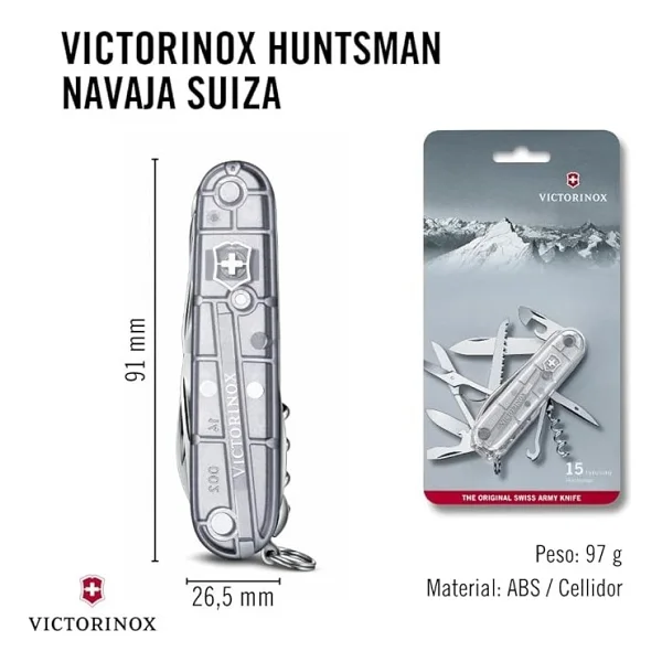Victorinox Huntsman 1.3713.T7 Şeffaf Gümüş 15 Fonksiyonlu Çok Amaçlı Çakı - Görsel 4